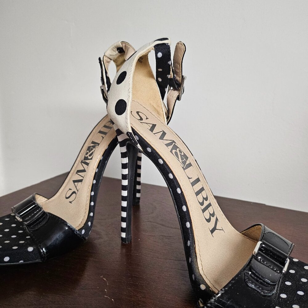 Black and white polka dot heel sandal
